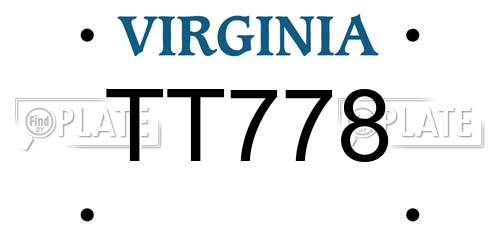 TT778 Virginia License Plate