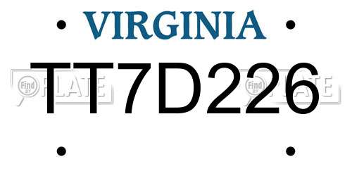 TT7D226 Virginia License Plate