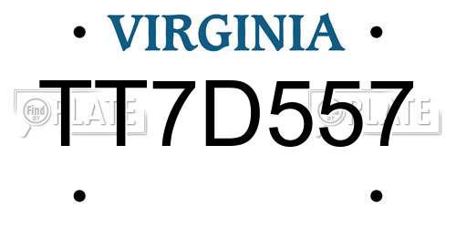 TT7D557 Virginia License Plate