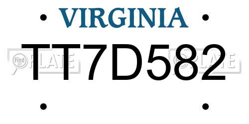 TT7D582 Virginia License Plate
