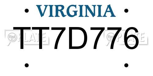 TT7D776 Virginia License Plate