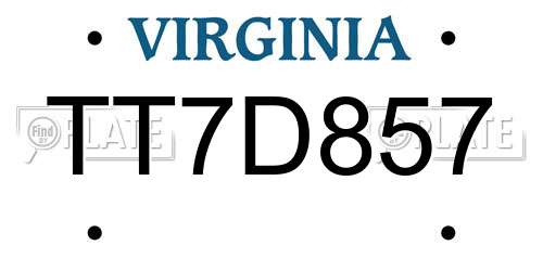 TT7D857 Virginia License Plate