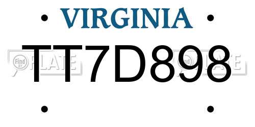 TT7D898 Virginia License Plate