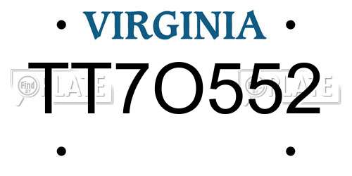TT7O552 Virginia License Plate