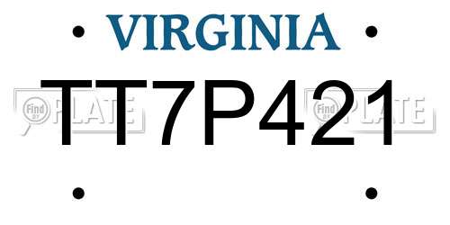 TT7P421 Virginia License Plate