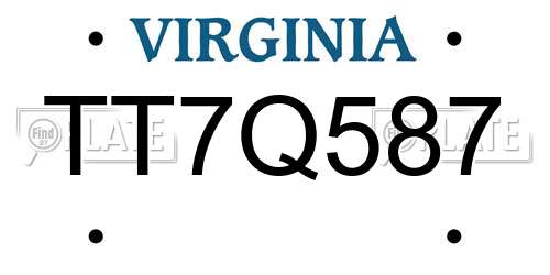 TT7Q587 Virginia License Plate