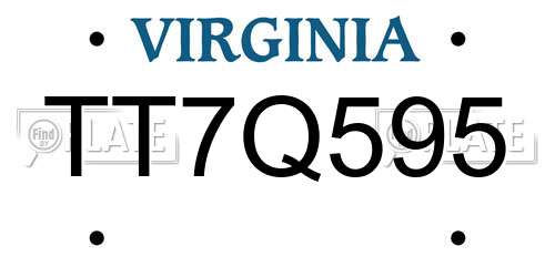 TT7Q595 Virginia License Plate