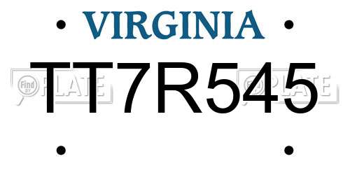 TT7R545 Virginia License Plate
