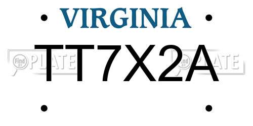 TT7X2A Virginia License Plate