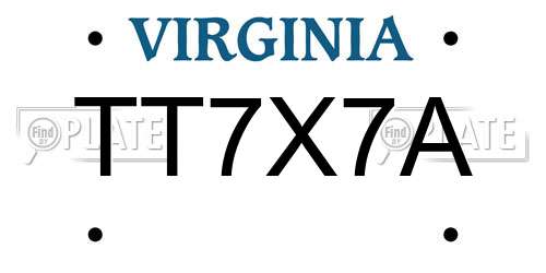TT7X7A Virginia License Plate