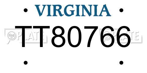 TT80766 Virginia License Plate