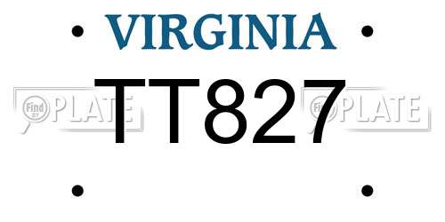TT827 Virginia License Plate