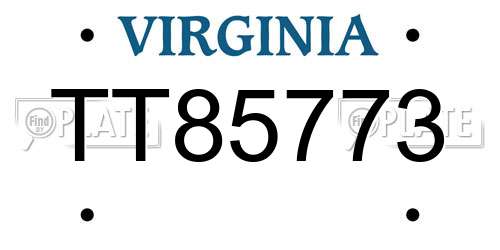 TT85773 Virginia License Plate