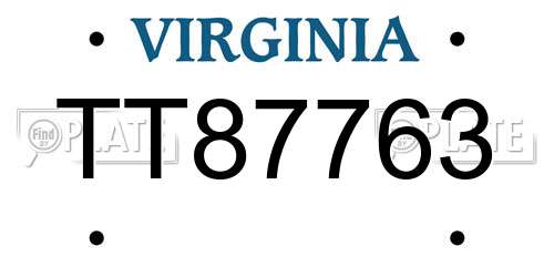 TT87763 Virginia License Plate