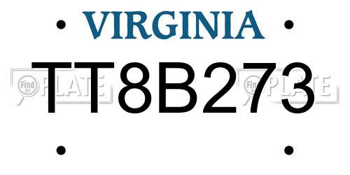 TT8B273 Virginia License Plate