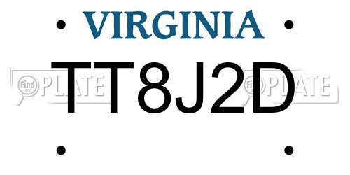 TT8J2D Virginia License Plate