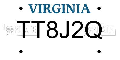 TT8J2Q Virginia License Plate