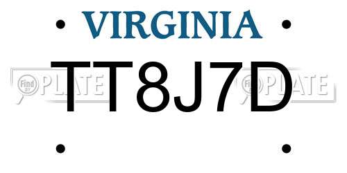TT8J7D Virginia License Plate