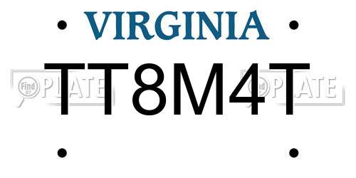 TT8M4T Virginia License Plate