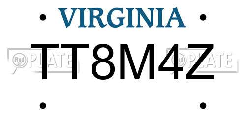 TT8M4Z Virginia License Plate