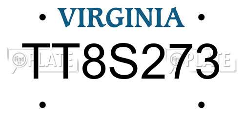 TT8S273 Virginia License Plate