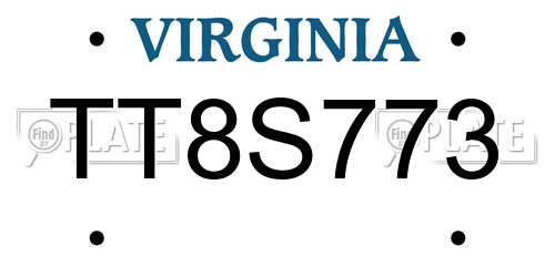 TT8S773 Virginia License Plate