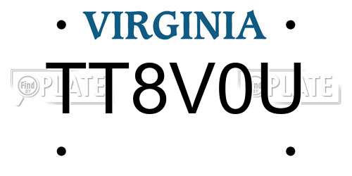 TT8V0U Virginia License Plate