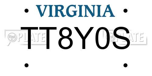TT8Y0S Virginia License Plate