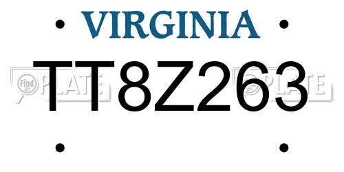 TT8Z263 Virginia License Plate