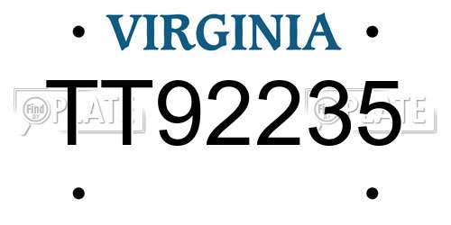 TT92235 Virginia License Plate
