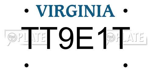 TT9E1T Virginia License Plate