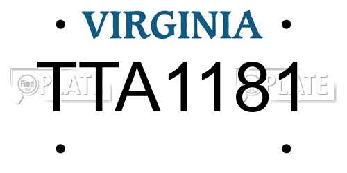 TTA1181 Virginia License Plate