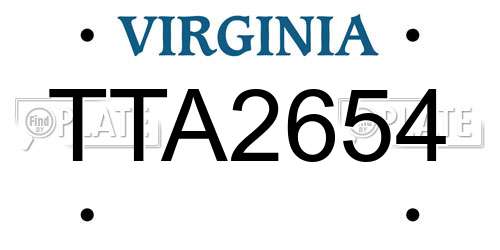 TTA2654 Virginia License Plate