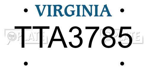 TTA3785 Virginia License Plate