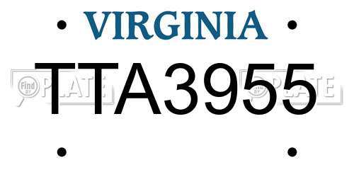 TTA3955 Virginia License Plate