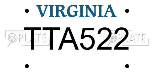 TTA522 Virginia License Plate