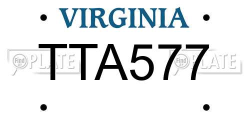 TTA577 Virginia License Plate
