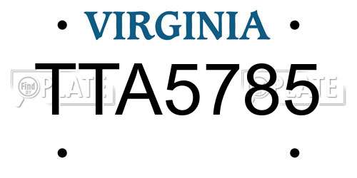TTA5785 Virginia License Plate
