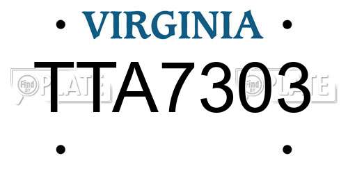 TTA7303 Virginia License Plate