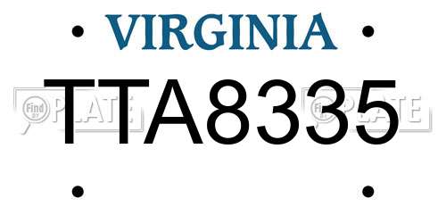 TTA8335 Virginia License Plate