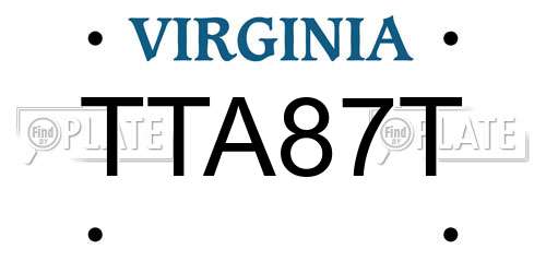 TTA87T Virginia License Plate