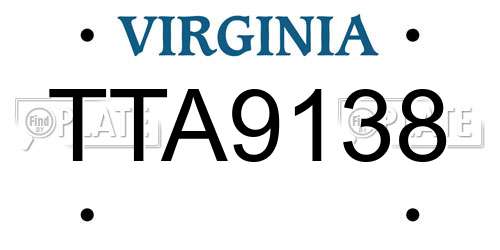 TTA9138 Virginia License Plate