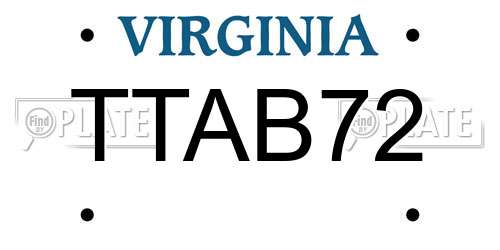 TTAB72 Virginia License Plate