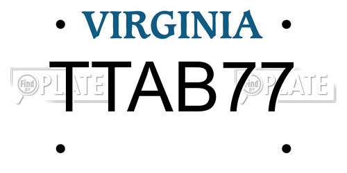 TTAB77 Virginia License Plate