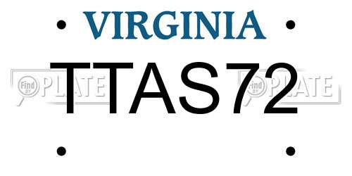 TTAS72 Virginia License Plate