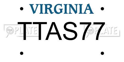 TTAS77 Virginia License Plate