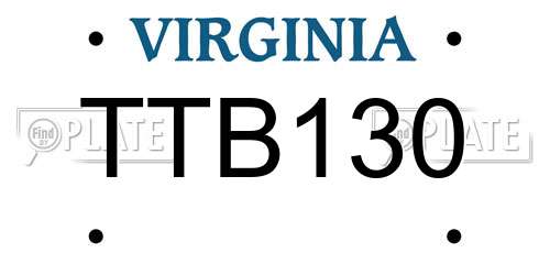 TTB130 Virginia License Plate