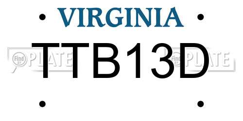TTB13D Virginia License Plate