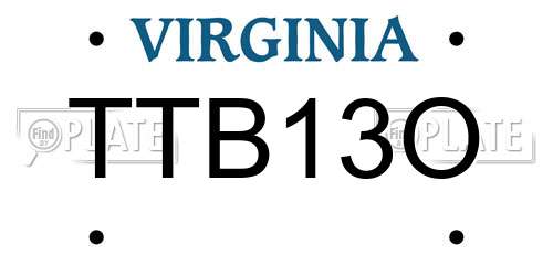 TTB13O Virginia License Plate