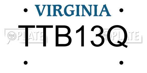 TTB13Q Virginia License Plate